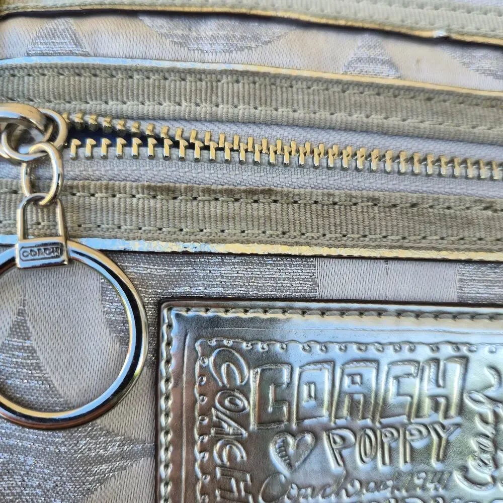 Y2K Coach Poppy Glam Tote - Silver Metallic Signature C Handbag
